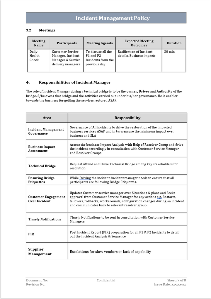 Incident Management Policy Meetings