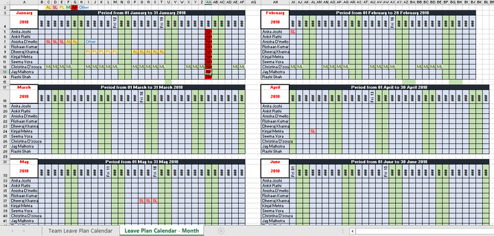 Monthly Leave Planner 