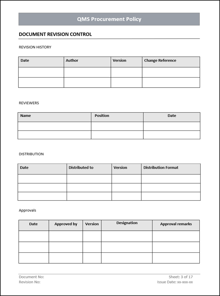 Procurement Document Revision