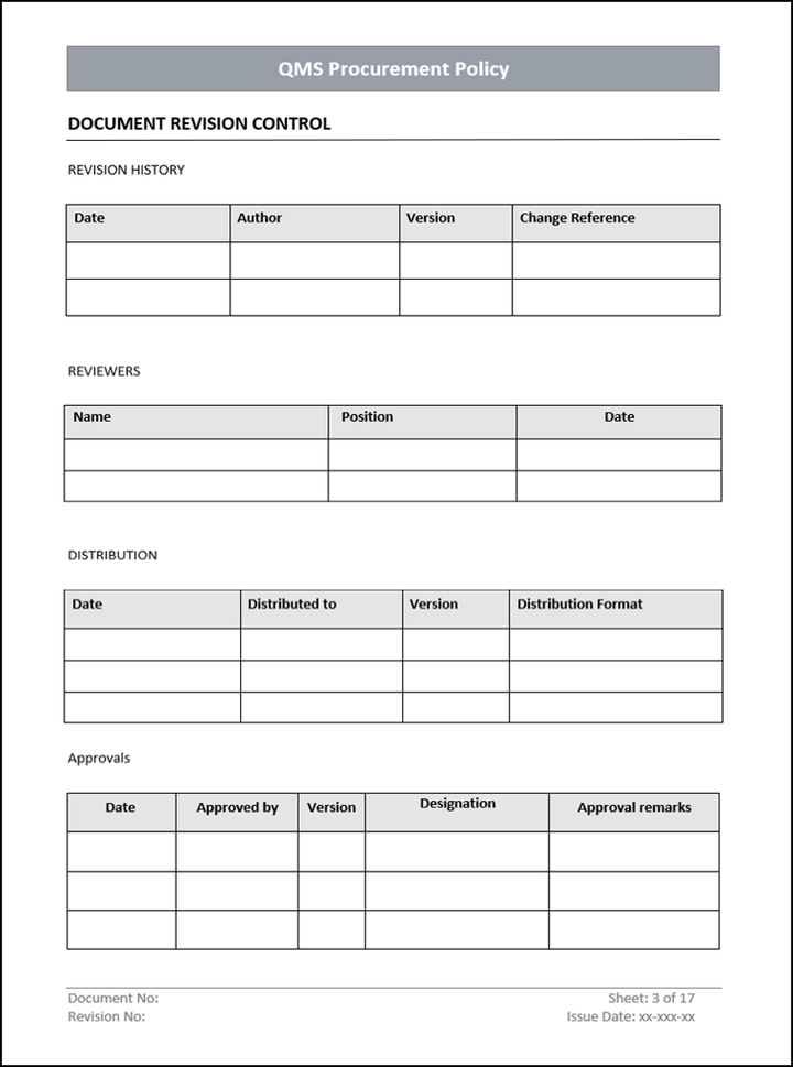 Procurement Document Revision