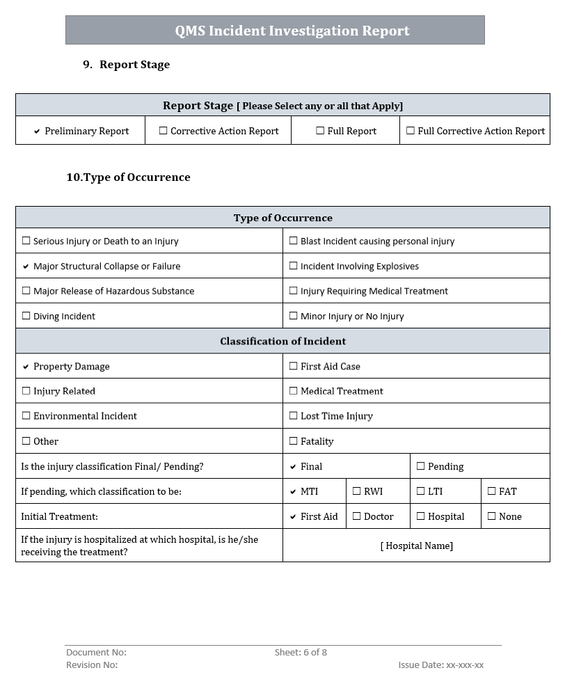 Incident Investigation Report Stage