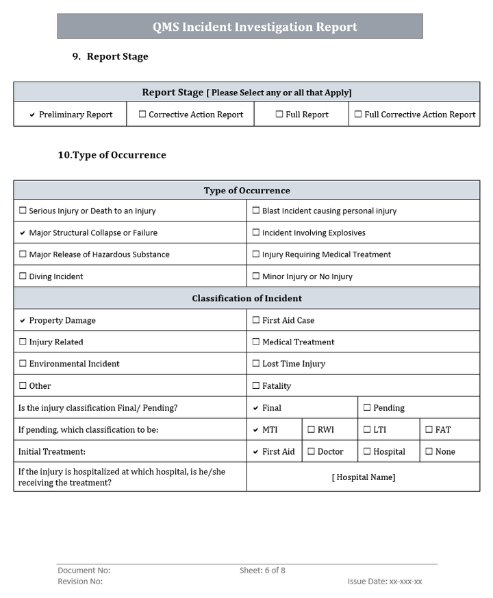 Incident Investigation Report Stage