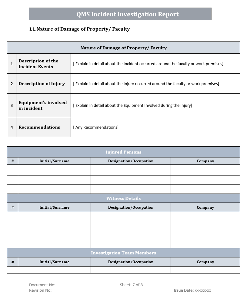 Incident Investigation Report Word Template