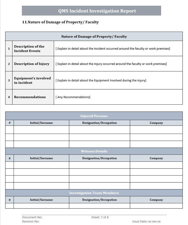 Incident Investigation Report Word Template