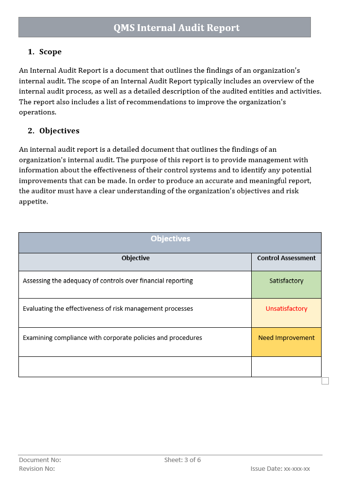 QMS Internal Audit Report 