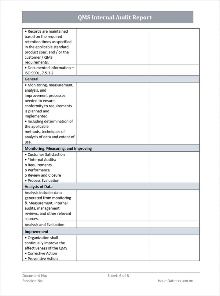 Internal Audit Report Template