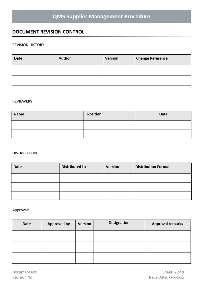 QMS Supplier Management Procedure Template