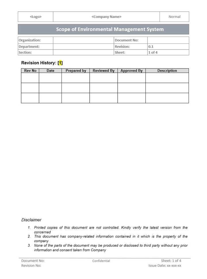 Scope of environment management system, environment management system