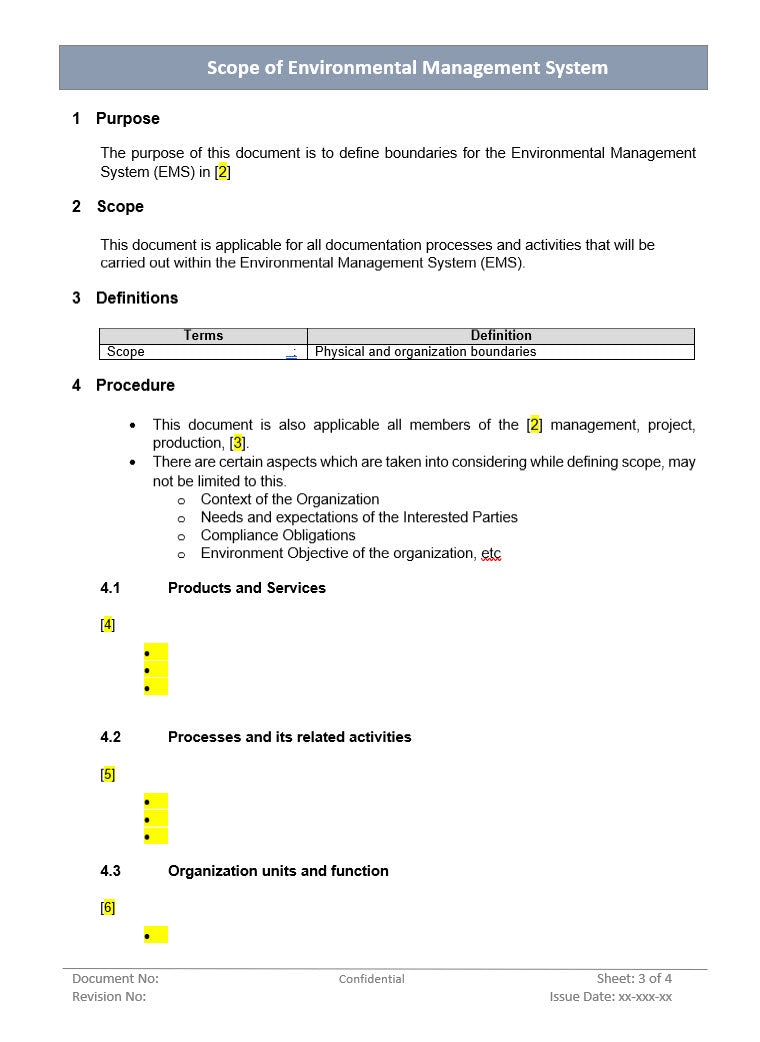 Scope of environment management system, environment management system