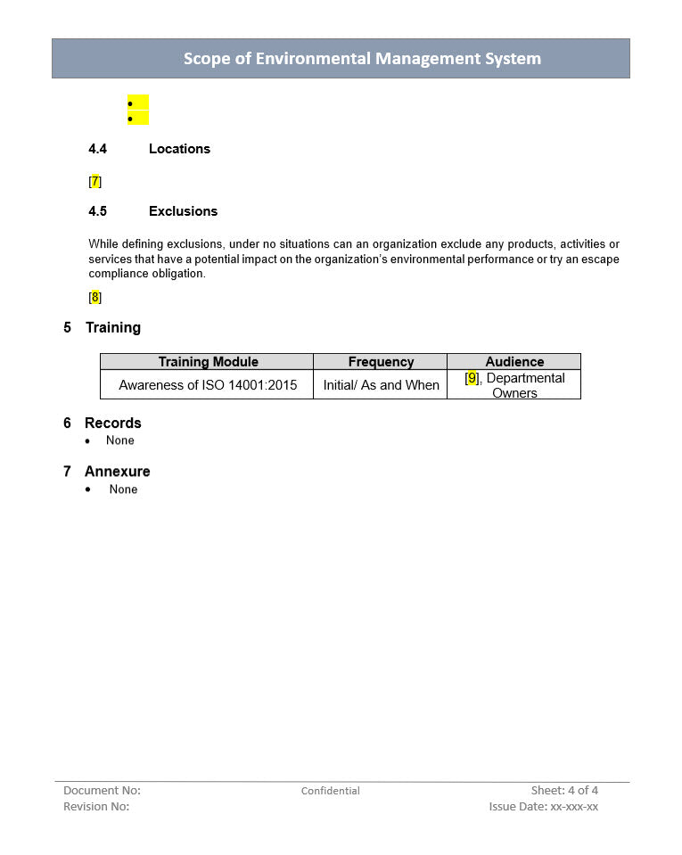 Scope of environment management system, environment management system