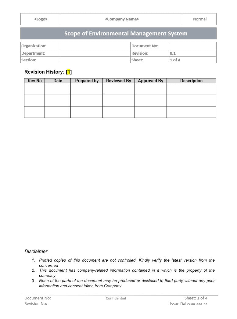 Scope of environment management system, environment management system