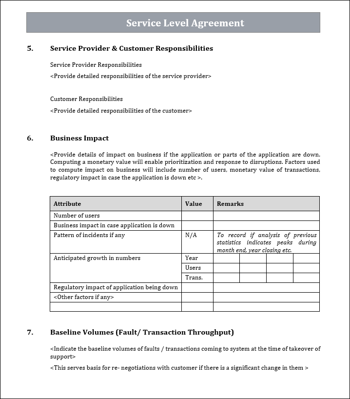 Service Level agreement Template, Service Level agreement