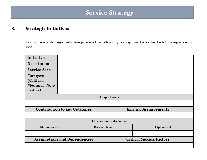 Service Strategy template, Service Strategy