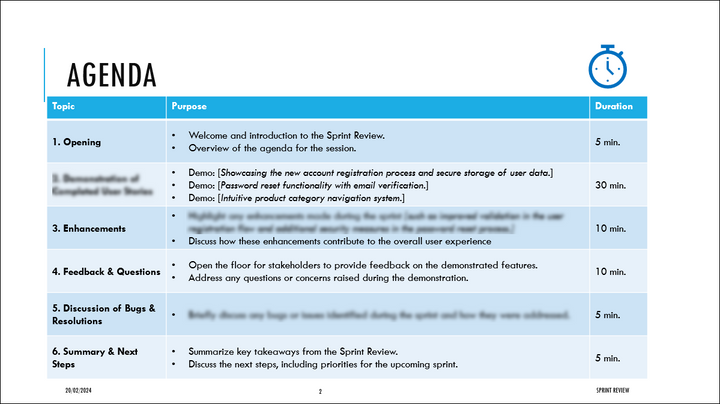 Sprint Review Template