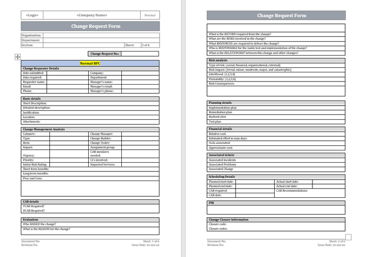 Change Request Form Template 