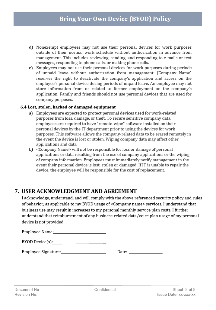 BYOD policy, BYOD template, BYOD policy template