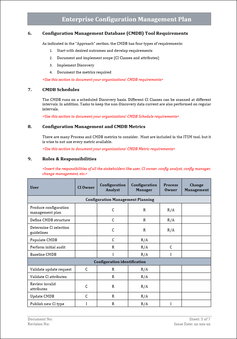 Enterprise Configuration management plan