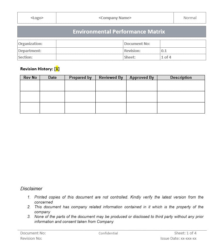 environment performance matrix