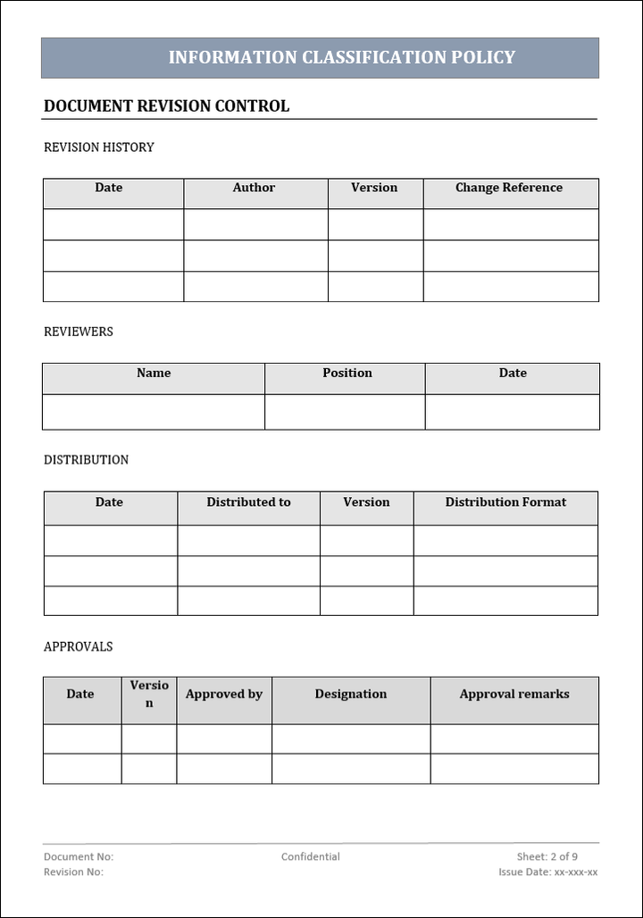 information classification policy, information classification