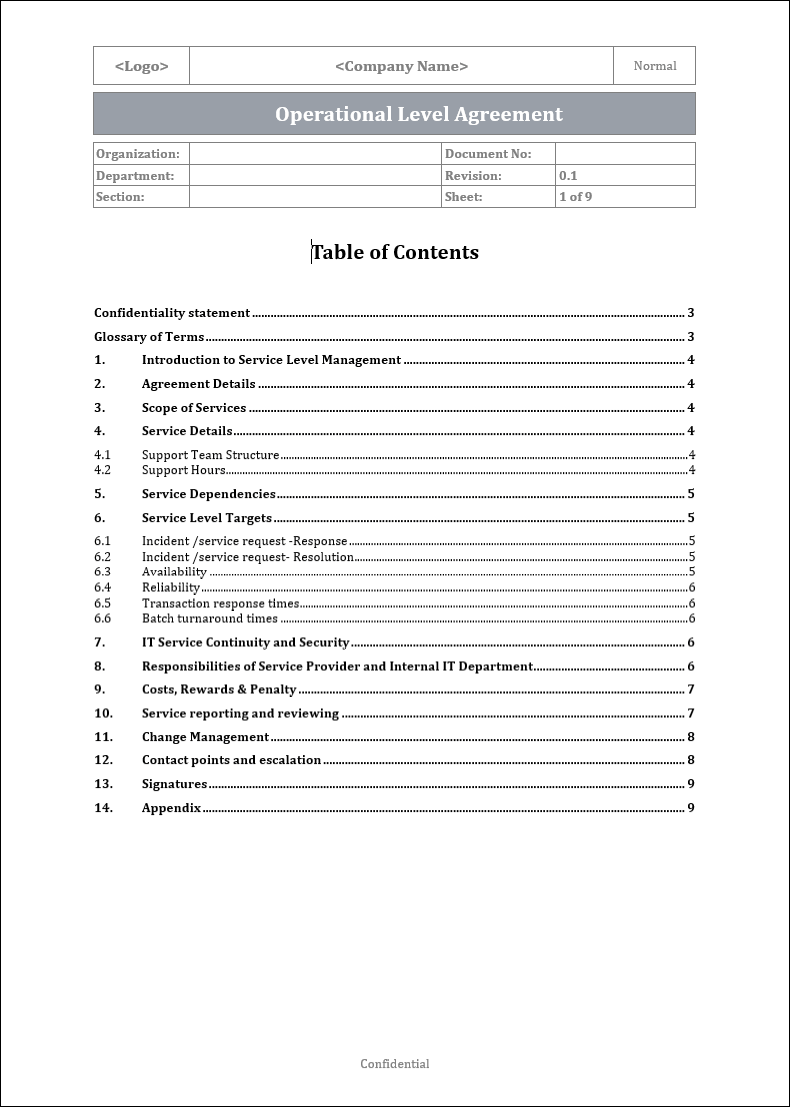 operation level agreement