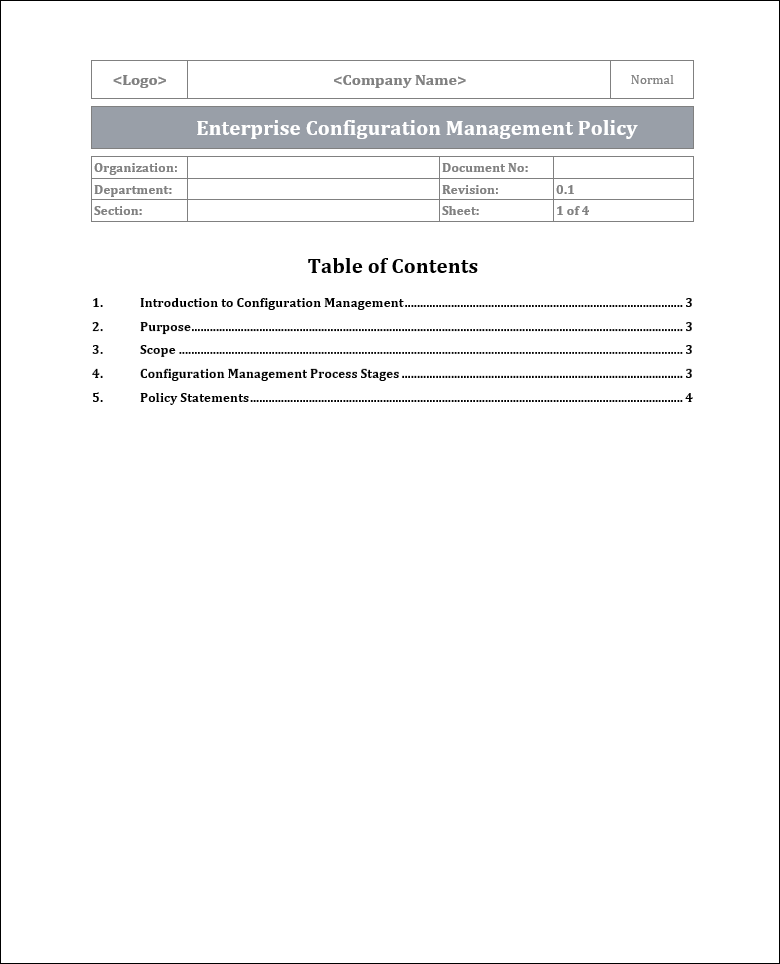 Enterprise configuration management policy