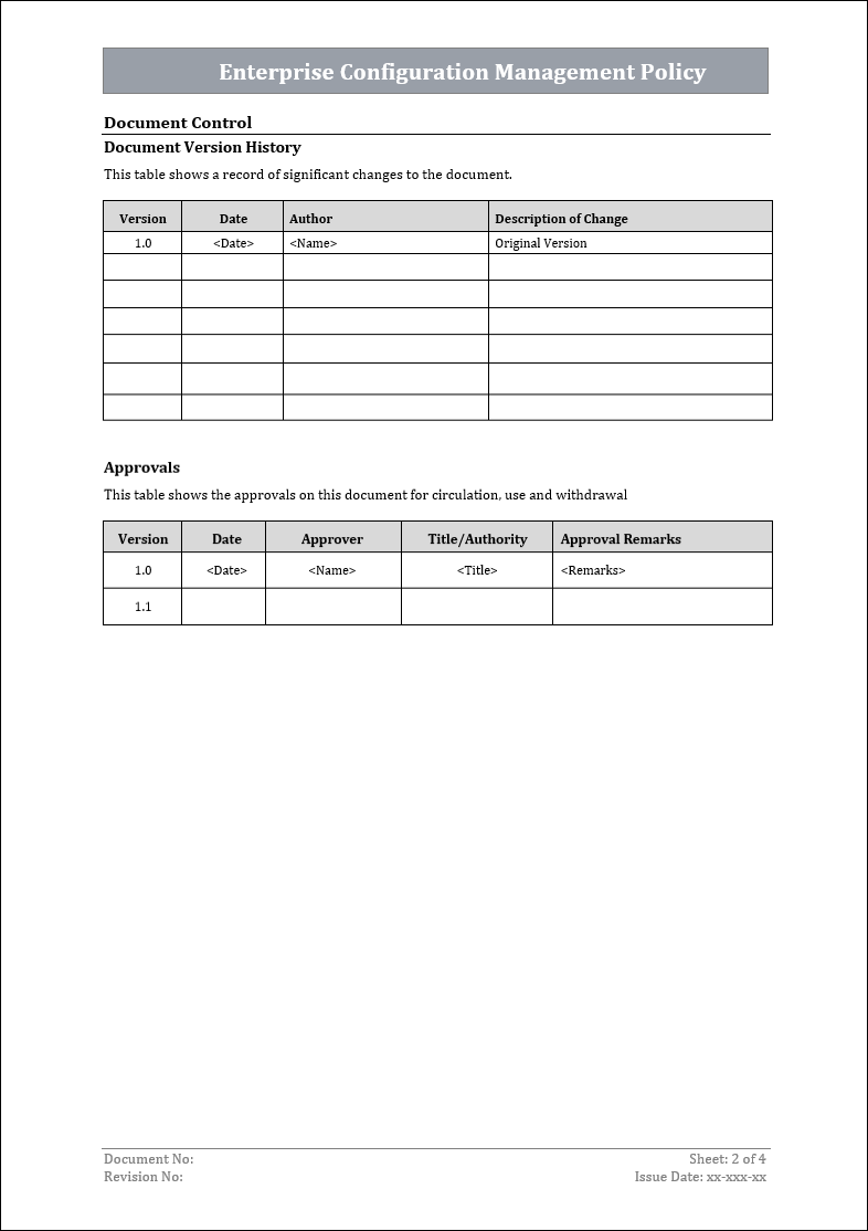 Enterprise configuration management policy, configuration management