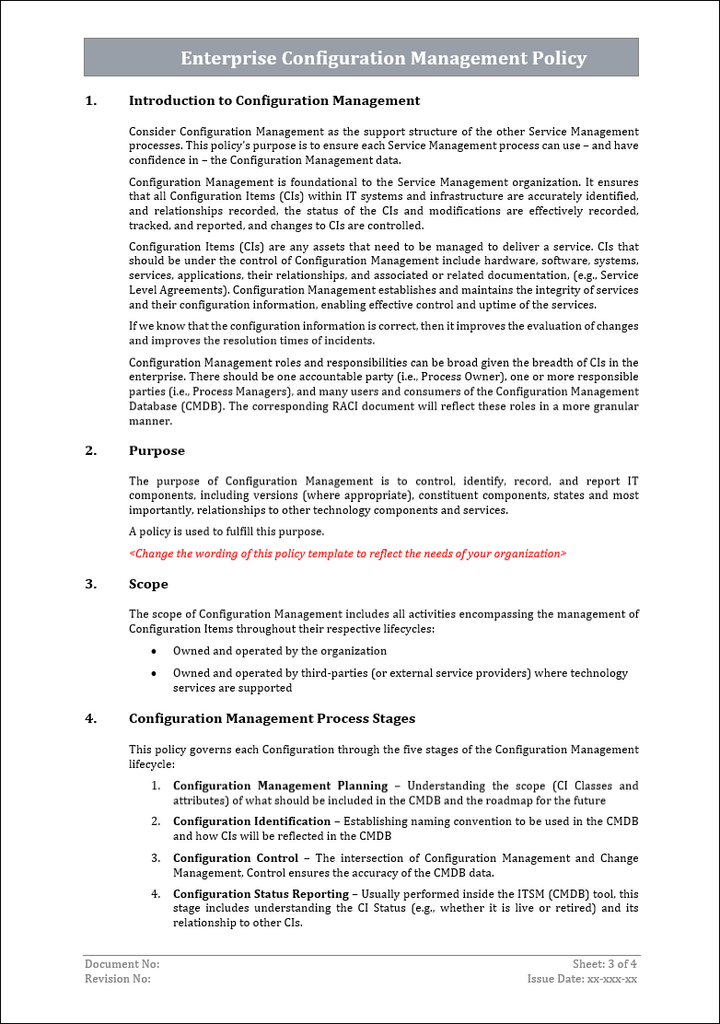 Enterprise configuration management policy, configuration management policy