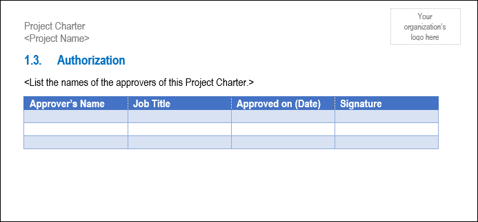 project charter, project charter template, project charter word template