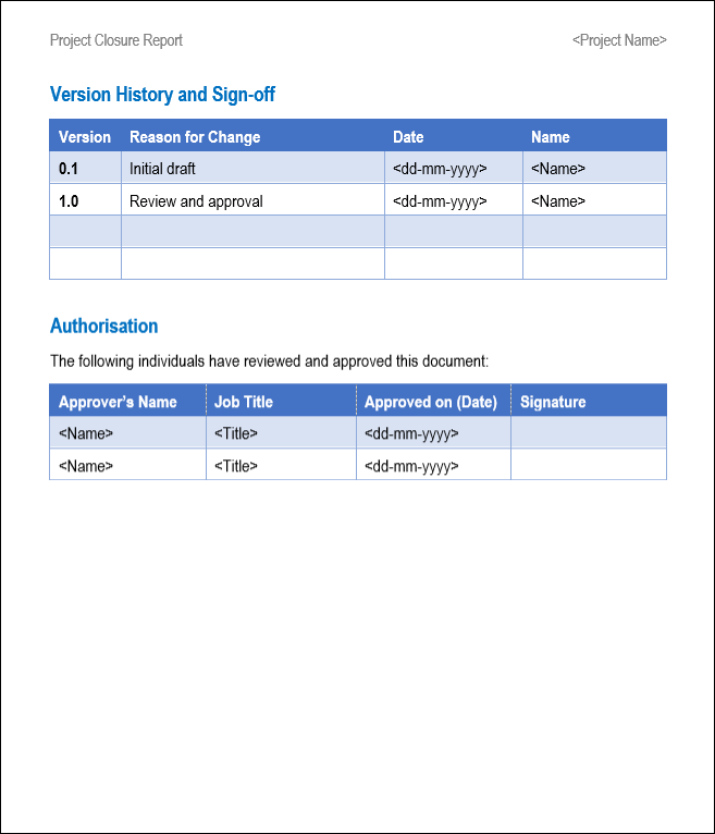 project closure report word template, project closure report