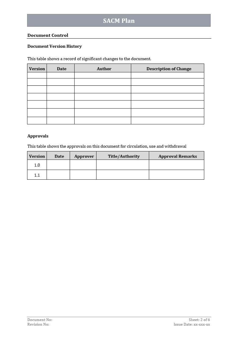 SACM Plan Template