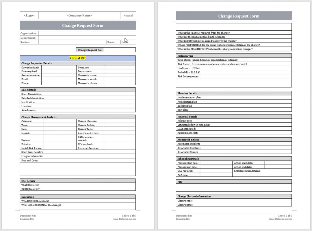 Change Request Template 