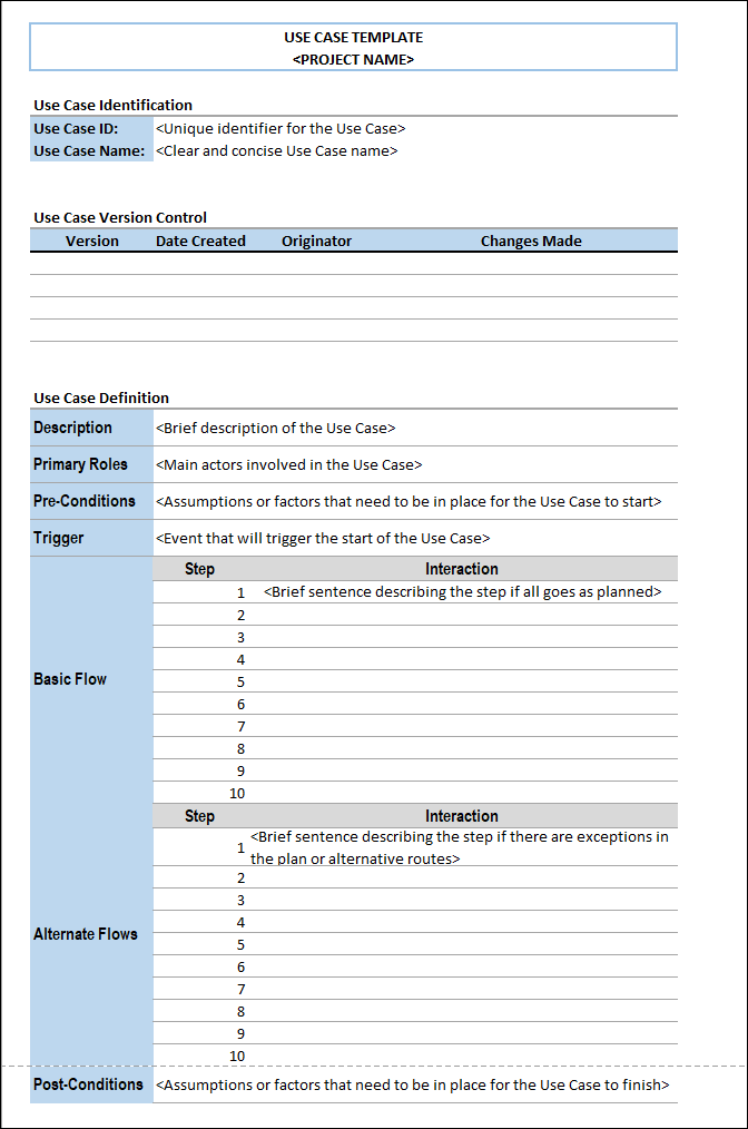 Use Case Template , Use Case